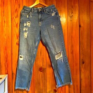 high waisted ripped jeans